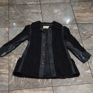 Chic Black Teddy Jacket for Women, Vintage.